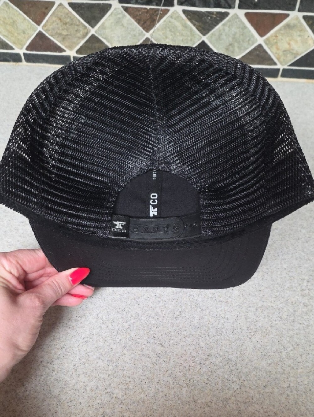 Support Blue Collar Black Trucker Hat with Gold Patch - Picture 2 of 3
